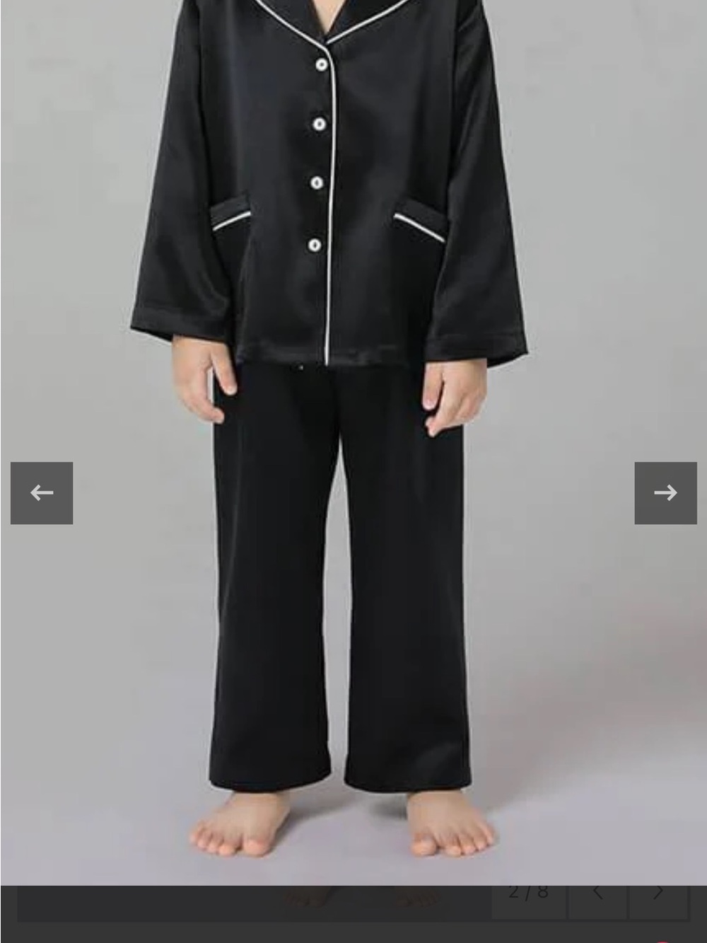 Kids Black Satin Pajama BOTTOMS